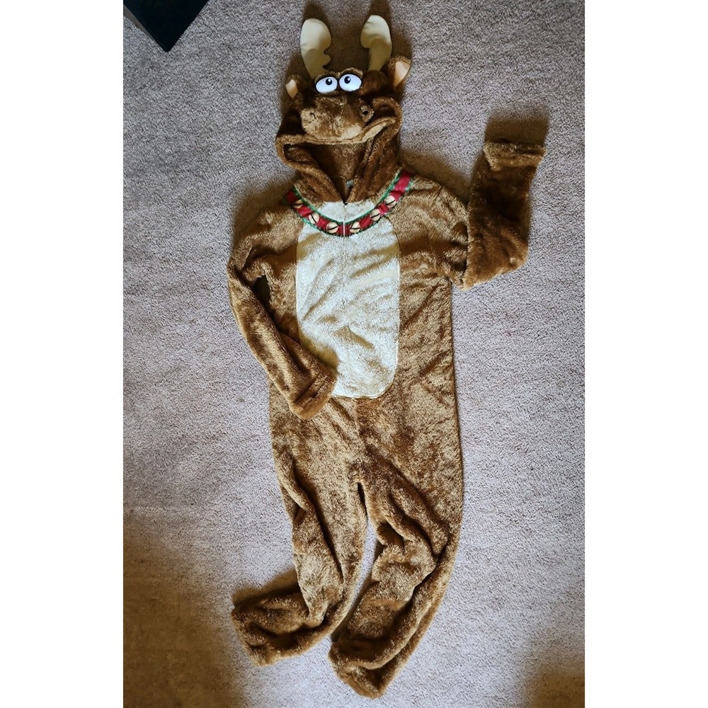 Mens Christmas Mens Union Zip-Up  Moose Fleece Costume, Sz L